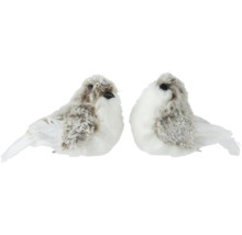 Deux oiseaux artificiels décoratifs avec des plumes