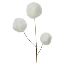 Fleur artificielle décorative avec trois pompons blancs