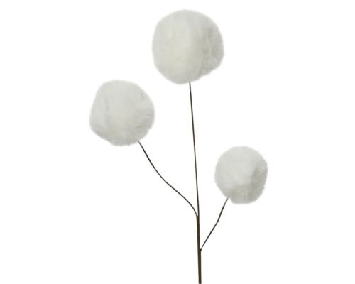 Fleur artificielle décorative avec trois pompons blancs