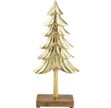 Dekorativer Weihnachtsbaum aus Metall auf Holzfuß