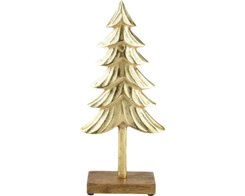 Dekorativer Weihnachtsbaum aus Metall auf Holzfuß