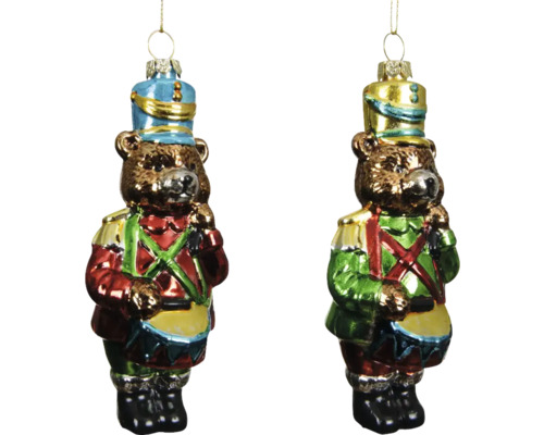 Suspension pour sapin de Noël soldates en plastique sélection de couleurs aléatoire Deux ours comme décorations de Noël en uniforme de soldat