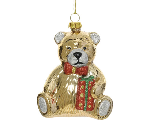 Teddybär Christbaumkugel mit Geschenk