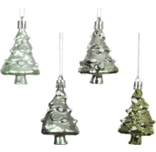 Quatre boules de Noël en forme de sapins