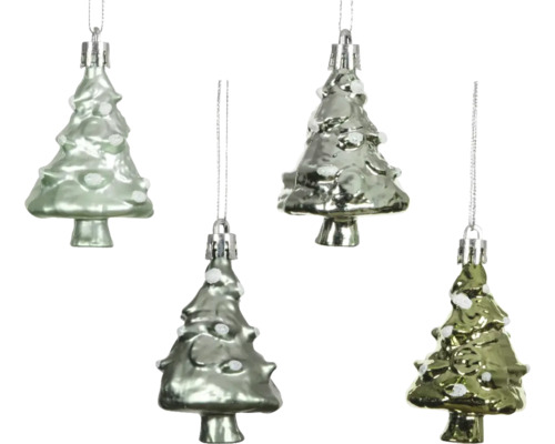 Quatre boules de Noël en forme de sapins
