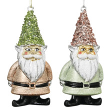 Deux figurines de nain comme décorations de sapin de Noël avec bonnet pointu et barbe