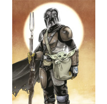 Illustration du Mandalorien avec bébé Yoda