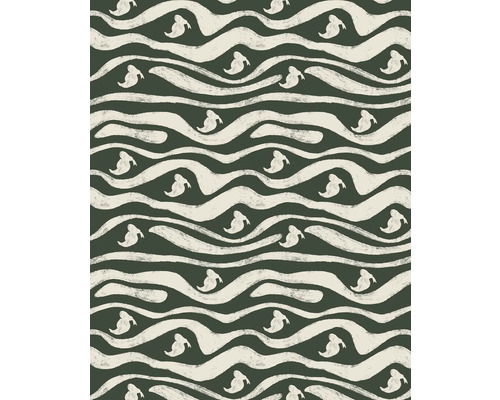 Motif avec des fantômes stylisés et des lignes ondulées