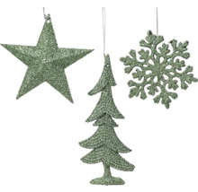 Ensemble décoratif avec étoile, arbre de Noël et flocon de neige à suspendre