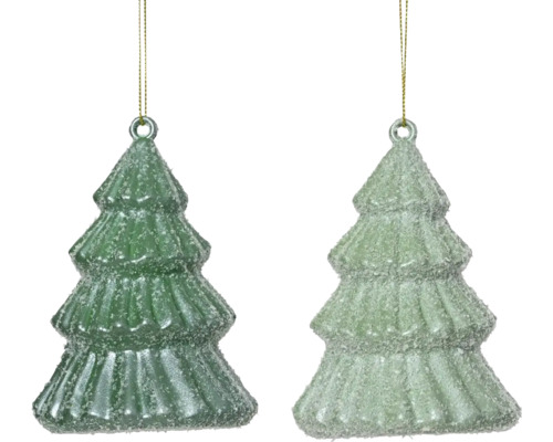 Deux boules de Noël en forme de sapins