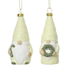 Deux suspensions de Noël naines avec bonnet et barbe comme décorations de sapin de Noël