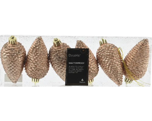 Décoration de sapin de Noël pomme de pin, incassable, 6 pièces