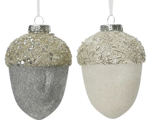 Deux décorations de sapin de Noël en forme de gland