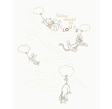 Papier peint décoratif avec des motifs de Winnie l''ourson suspendus à des nuages