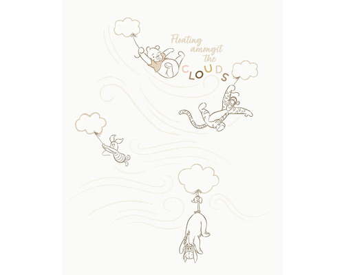 Papier peint décoratif avec des motifs de Winnie l''ourson suspendus à des nuages