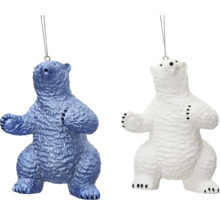 Deux figurines d''ours à suspendre, décoration