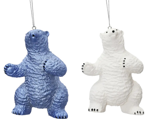 Deux figurines d''ours à suspendre, décoration