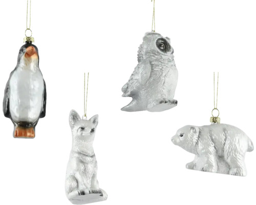 Décorations de sapin de Noël : pingouin, renard, hibou et ours polaire