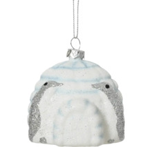 Décoration de sapin de Noël avec motif pingouin et crochet de suspension