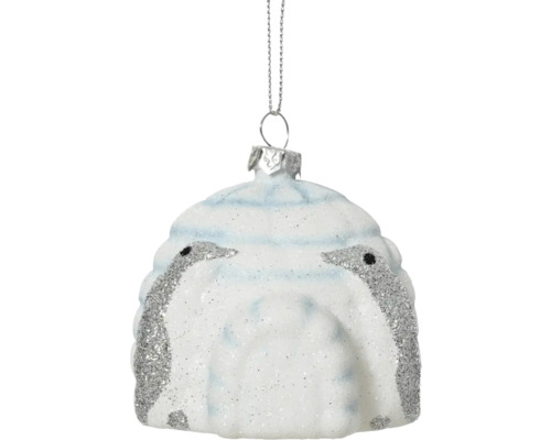 Décoration de sapin de Noël avec motif pingouin et crochet de suspension