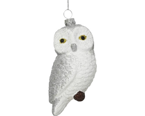 Décoration de sapin de Noël hibou des neiges à suspendre