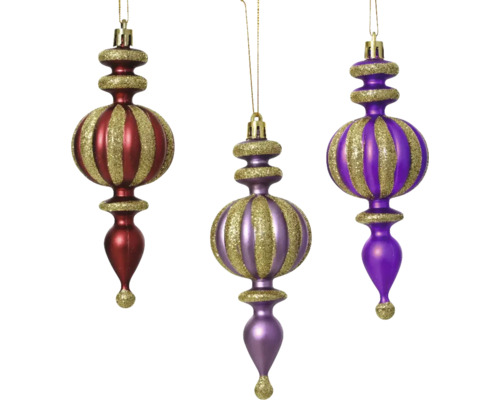 Dekohänger Plastik aus Kunststoff bunt Drei gestreifte Weihnachtskugeln als Christbaumschmuck