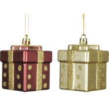 Zwei Geschenkbox Christbaumkugeln mit Glitter