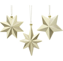 Drei hängende Sterne als Weihnachtsschmuck