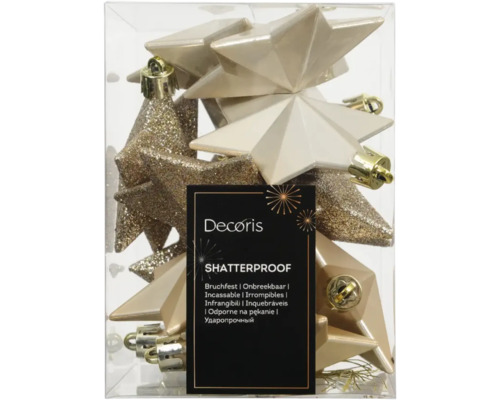 Packung bruchsichere goldene Weihnachtsbaumspitzen in Sternform