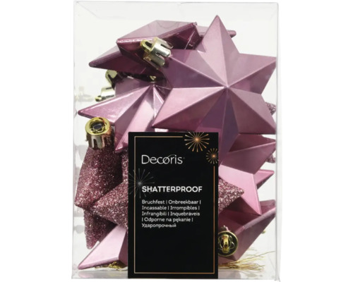 Verpackung mit bruchsicheren, sternförmigen Weihnachtskugeln