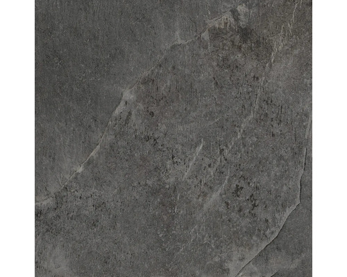 Carreau de sol foncé aspect pierre.