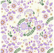 Motif floral avec des éléments violets et verts