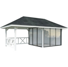 Pavillon de jardin avec paroi coulissante en verre et toit