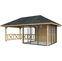 Pavillon en bois avec espace fermé et ouvert