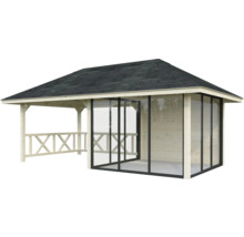 Pavillon de jardin en bois avec toit et parois latérales