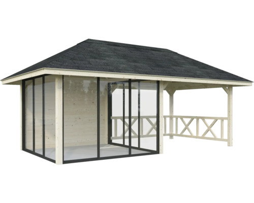 Pavillon Tonnelle Palmako 588 x 300 mm bois Abri de jardin avec toit plat et cadre en bois