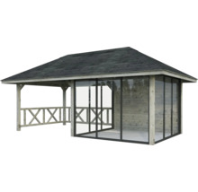 Pavillon de jardin en bois avec toit et parois latérales
