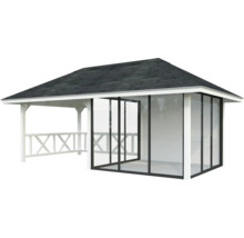 Pavillon de jardin avec toit et parois en verre