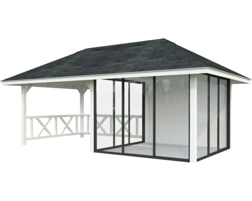 Pavillon de jardin avec toit et parois en verre
