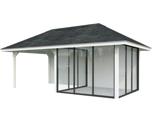 Pavillon de jardin couvert avec façade en verre