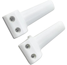Deux embouts de manche blancs avec trous de vis pour manches d''outils