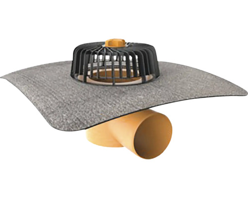 Évacuation de toit avec panier pare-feuilles et tuyau de raccordement