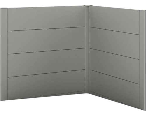 biohort Sichtschutz für Belvedere L-Form 2 Stück L100 quarzgrau-metallic Sichtschutzzaun-Ecke aus horizontalen Elementen