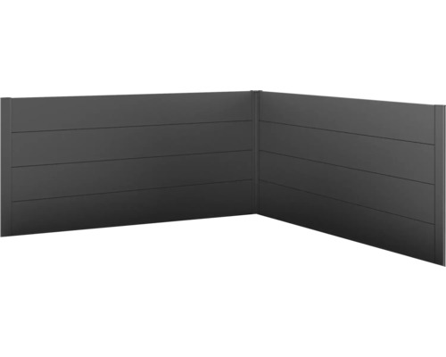 biohort Sichtschutz für Belvedere L-Form 2 Stück L200 dunkelgrau-metallic Gartenzaun aus Aluminium