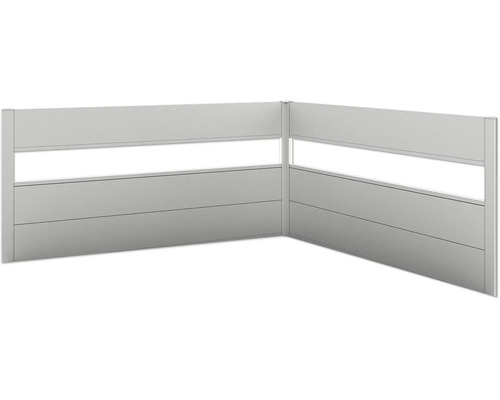 Brise-vue biohort pour Belvedere forme de L 2 pièces avec insert acrylique L200 argent métallique
