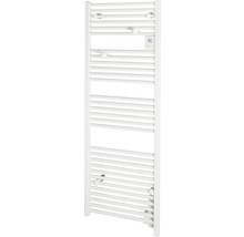 Sèche-serviettes blanc avec tubes de chauffage horizontaux et affichage numérique