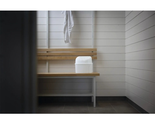 Absodry Pack de remplissage pour déshumidificateur 4 x 450g Vestiaire avec banc en bois et boîte de rangement blanche