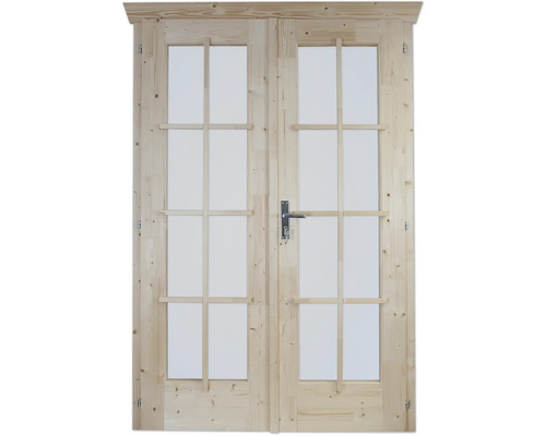 Porte à deux vantaux pour abri de jardin 45 mm SKAN HOLZ entièrement vitrée 117.5x186.5 cm naturel