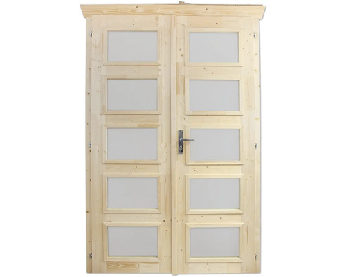 Porte à deux vantaux pour abri de jardin 28 mm SKAN HOLZ verre opale 123.4x193 cm naturel