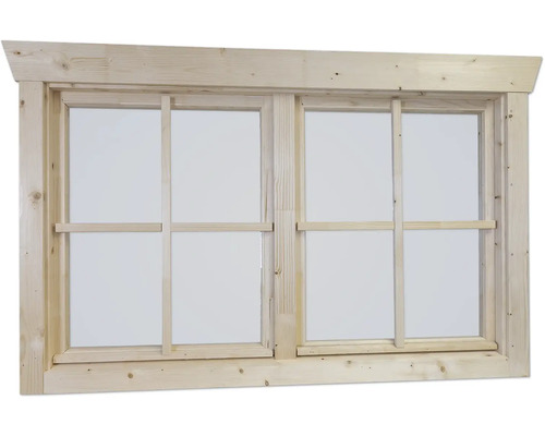 Fenêtre à deux vantaux pour abri de jardin 45 mm SKAN HOLZ 2x57.5x70.5 cm naturel Fenêtre en bois avec croisillons